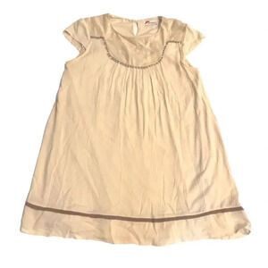 Cameleon cap sleeved cotton blend dress w/ lace details, cream. Lined. Women’s 4